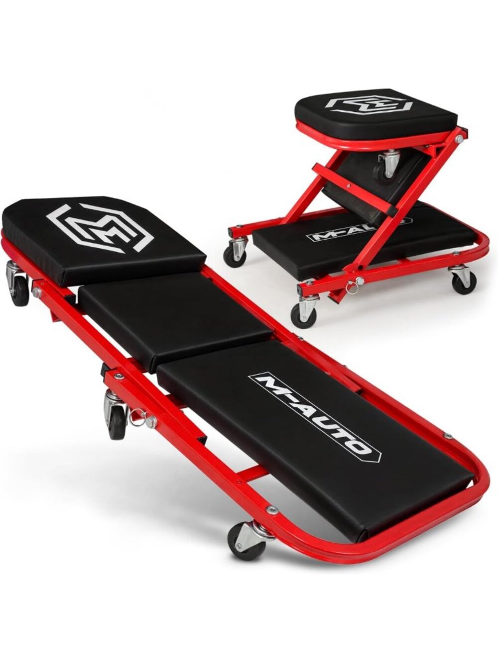 2-in-1 Rolling Folding Car Creeper & Garage Seat, 36" Adjustable, 330LBS